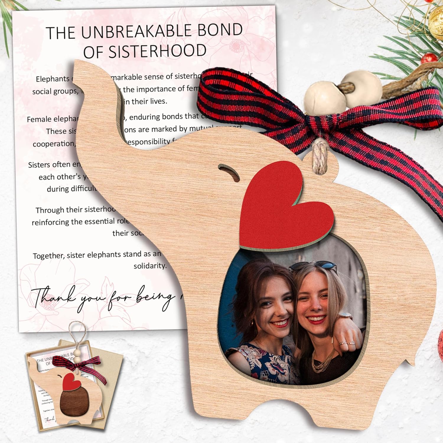 Friendship Elephant Ornament - Can Hold A Photo