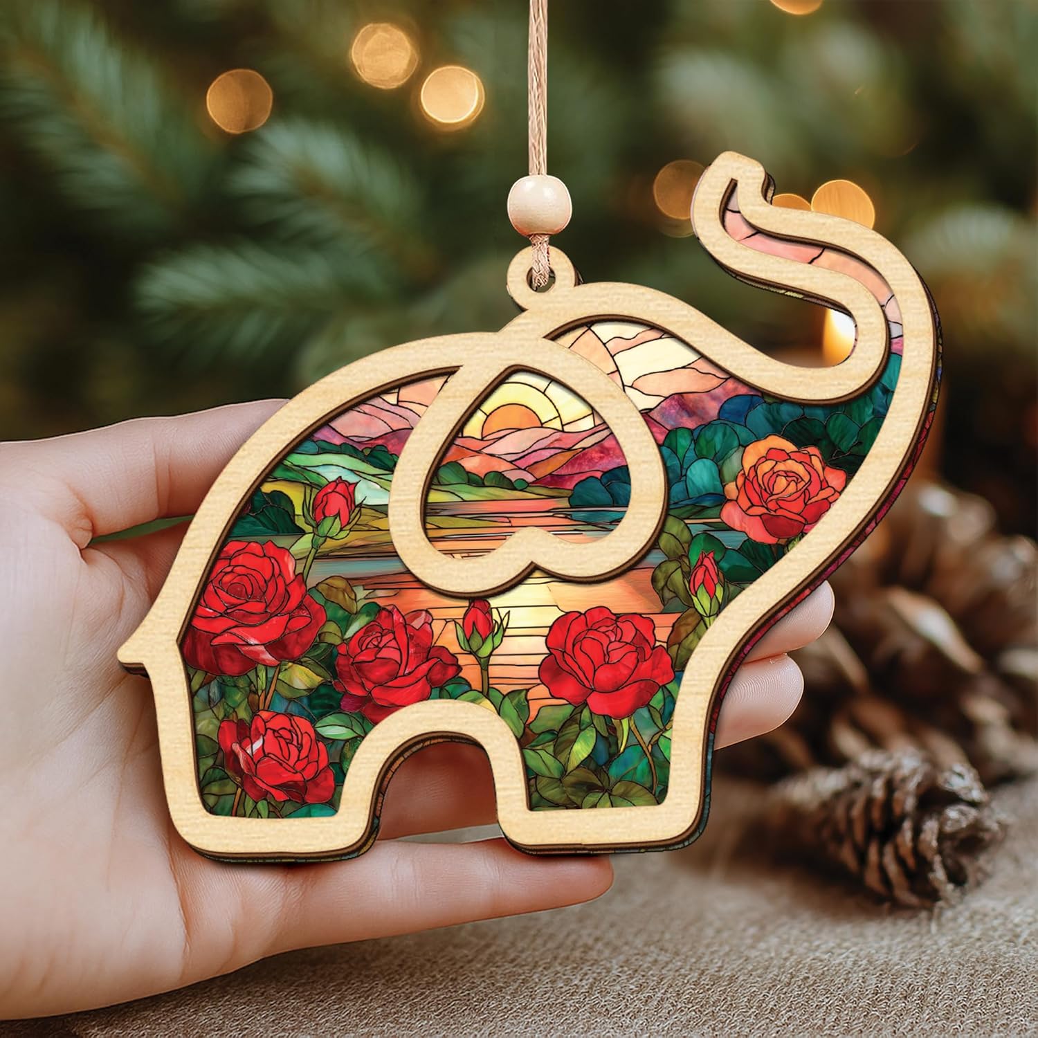 Birth Month Flower Sisterhood Elephant Ornament with Story Card 