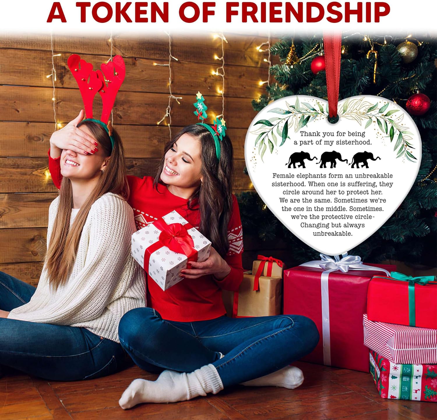 My Tribe Elephant Sisterhood Heart Ornament 