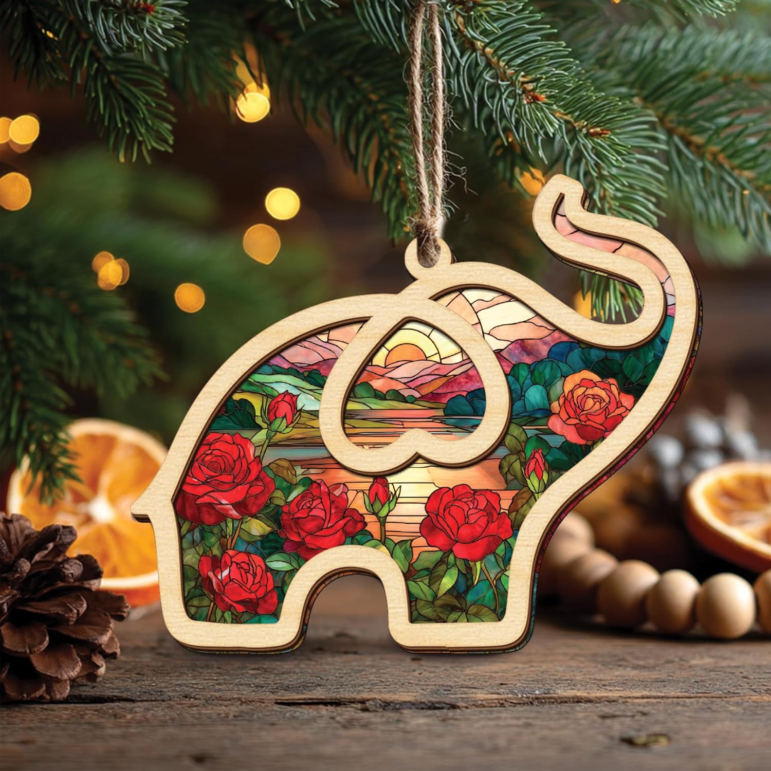 Birth Month Flower Sisterhood Elephant Ornament with Story Card 