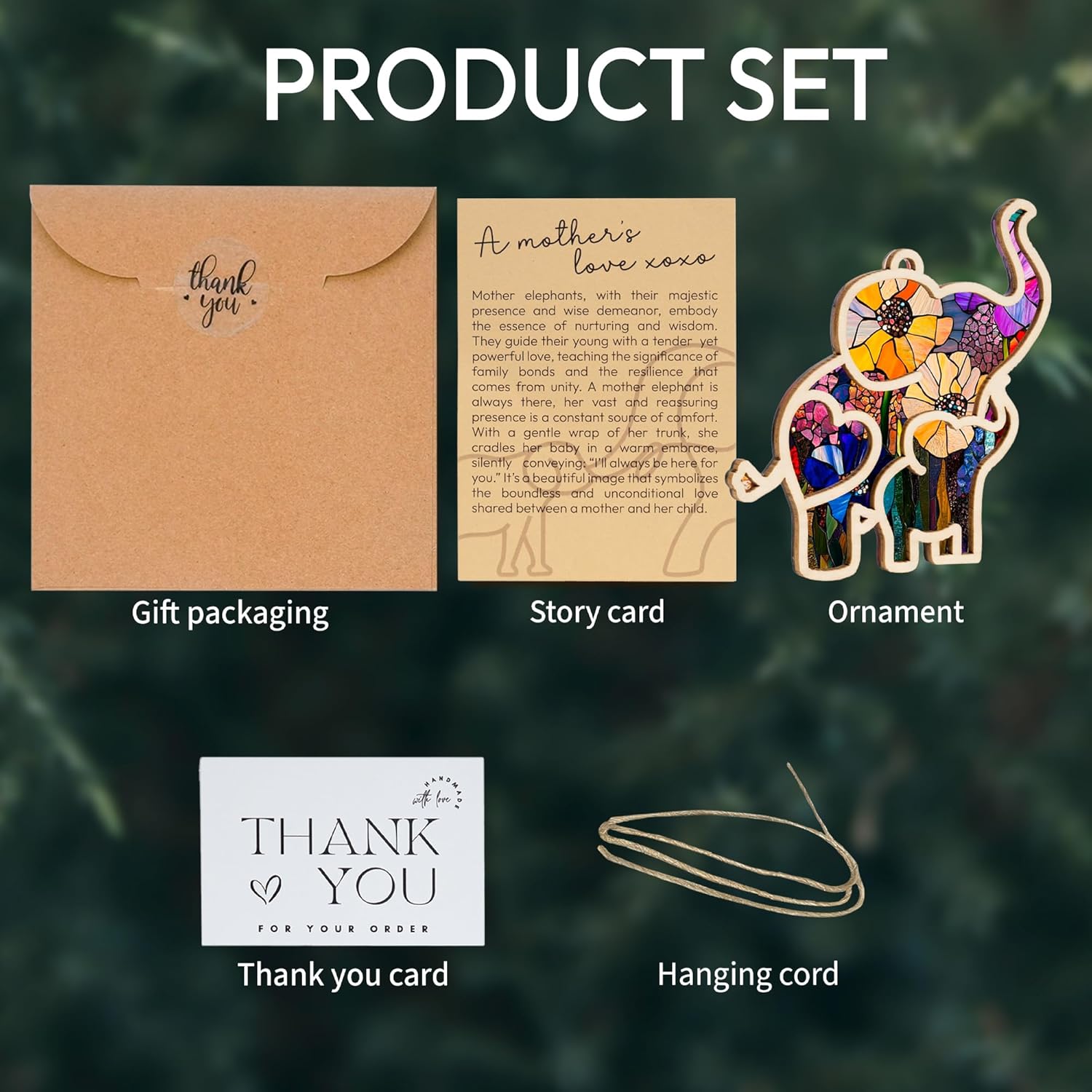 🐘Motherhood Elephant Ornament with Story Card • Sisterhood Gifts for Women Tribe💟