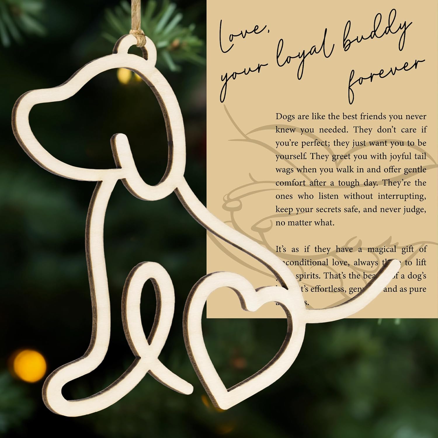 Wooden Dog Easter Ornament with Story Card