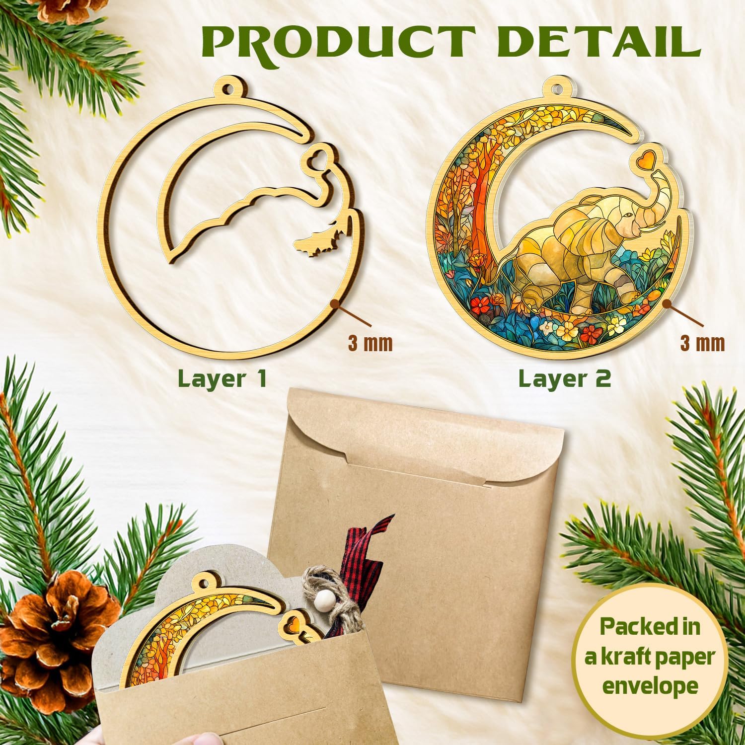 Moon Elephants Ornament - Friendship gift