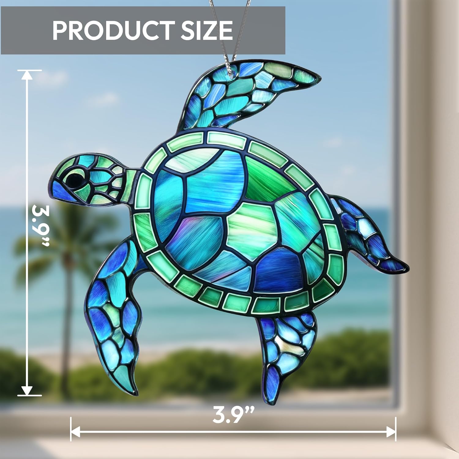 Sea Turtle Acrylic Suncatcher Ornament with Story Card