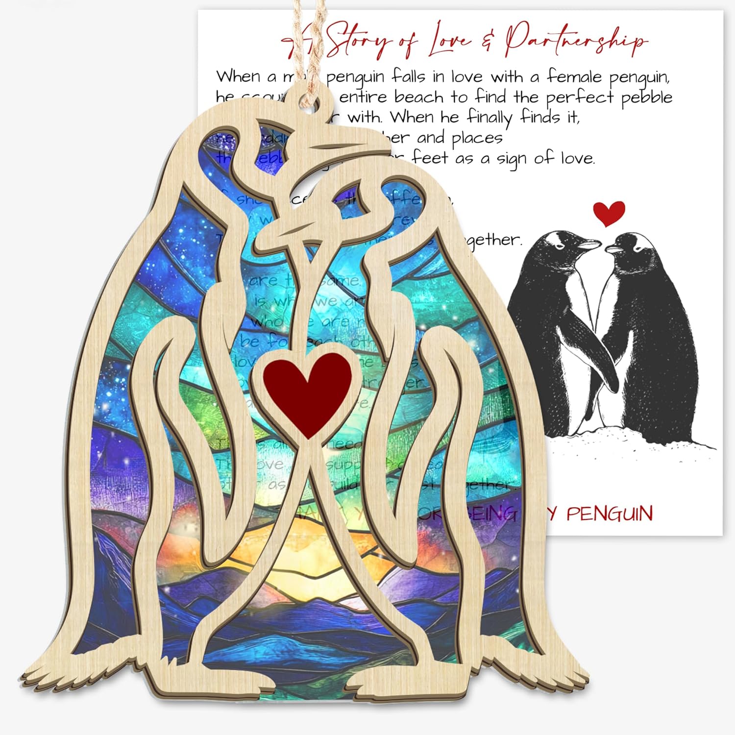 Anniversary Couple Gifts for Men Women - Penguin Ornaments