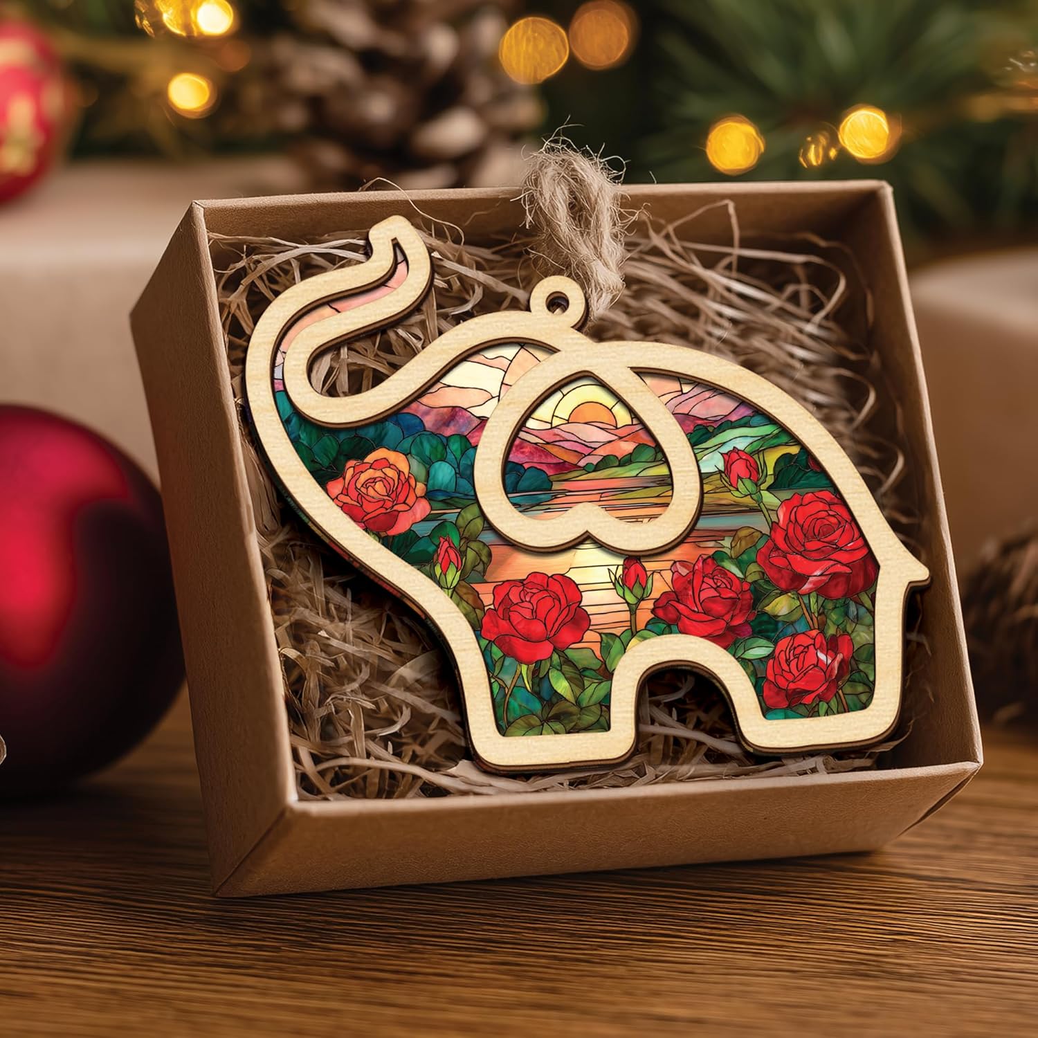 Birth Month Flower Sisterhood Elephant Ornament with Story Card 