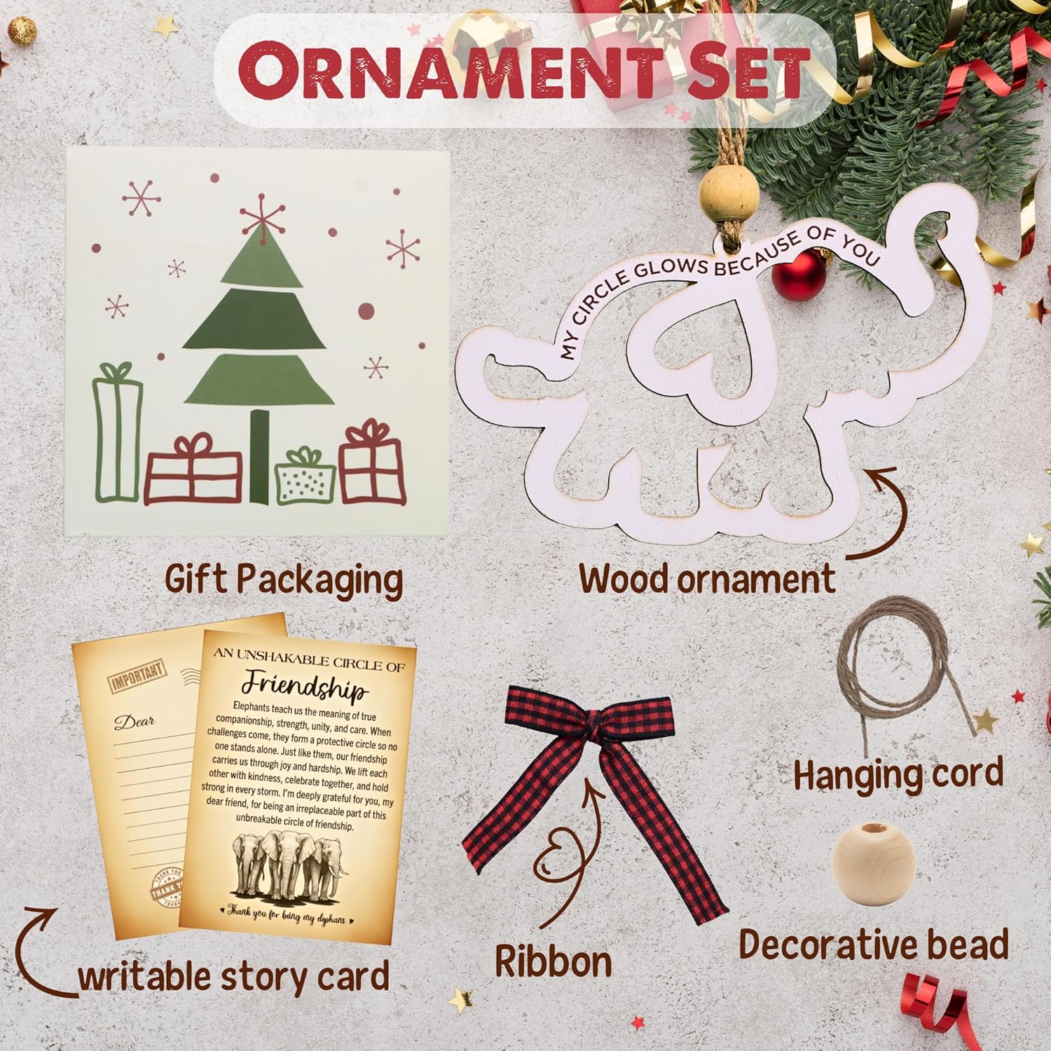 🔥HOT SALE 49% OFF - 🐘Circle of Friends - Wooden Elephant Ornament