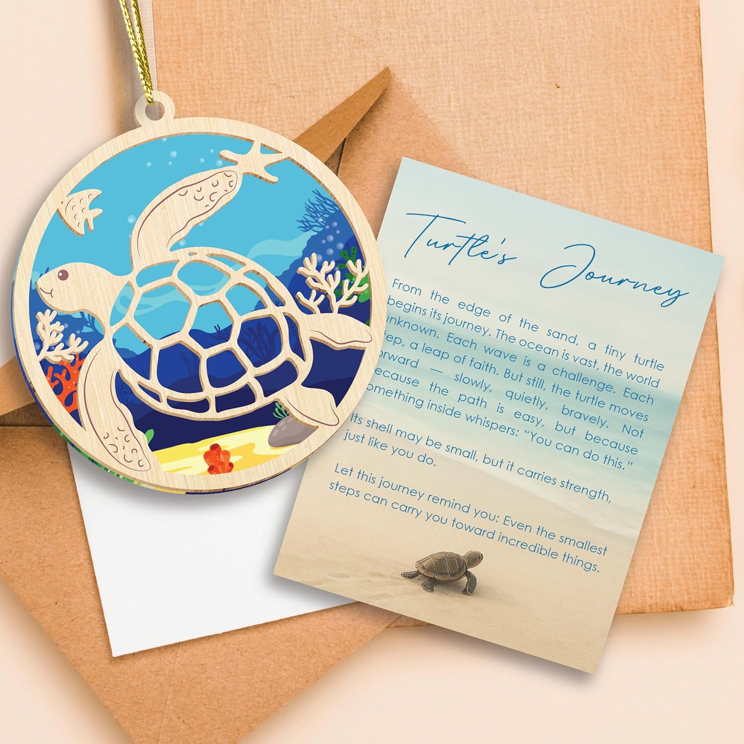 Sea Turtle Ornament Gifts for Women with Story Card