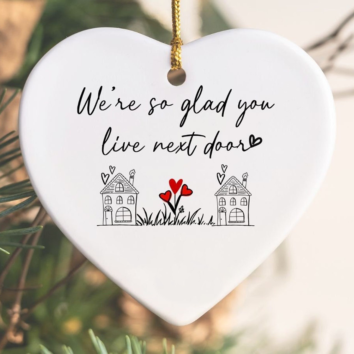 💖Christmas Heart Hanging Ornament - I Wish You Lived Next Door🎁