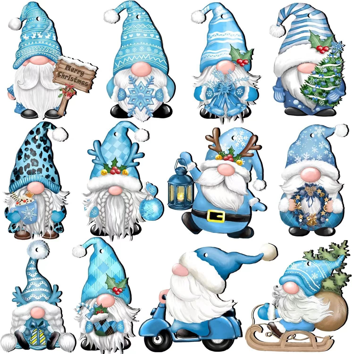 🎄 Early Christmas Sale 🎅24 Pieces Christmas Wooden Gnome Ornaments