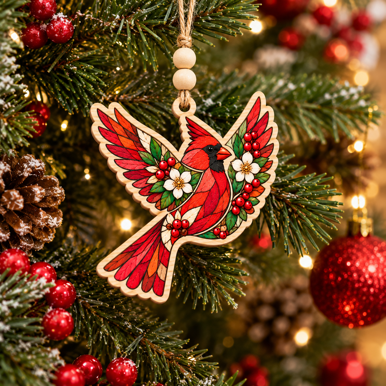 Friendship Cardinal Wooden Ornament 🐦