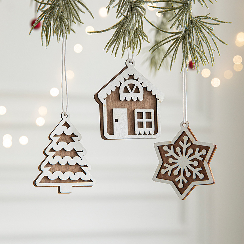 🌲Eight wooden ornaments in different styles.🌲