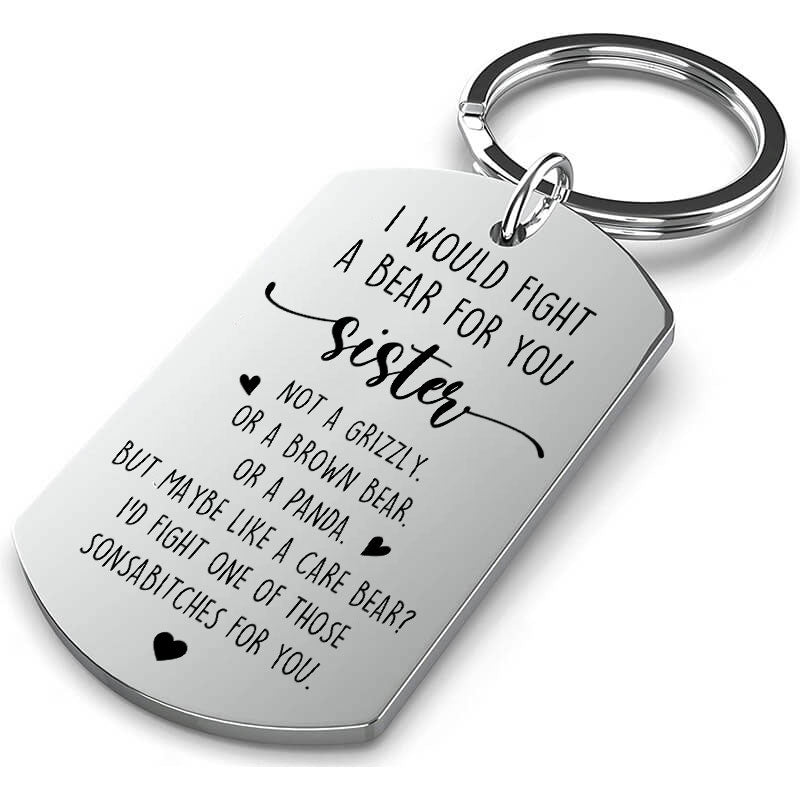 Fight A Bear For Sister Keychain