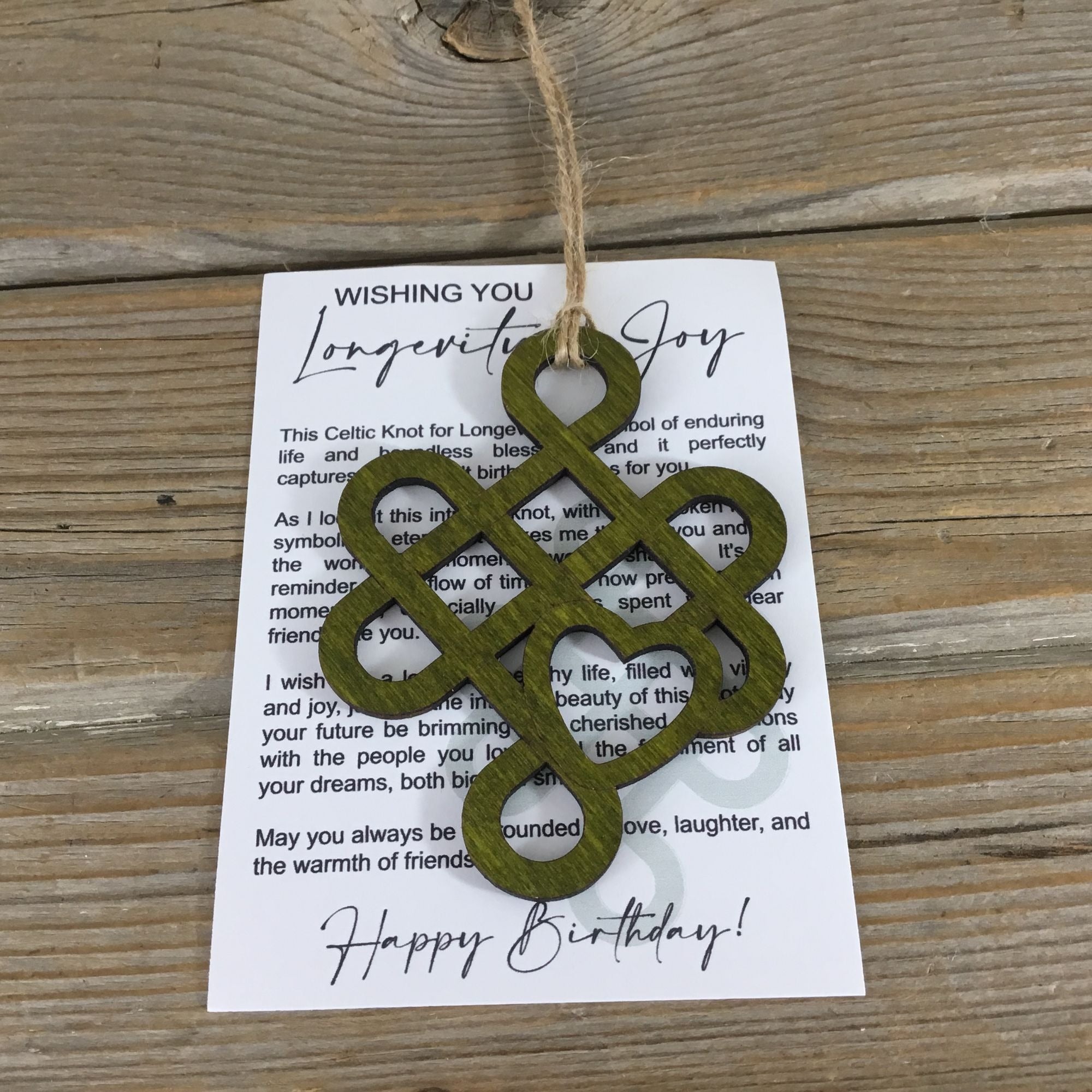 Birthday Celtic Knot Wishing You Longevity and Joy Story Card Ornament