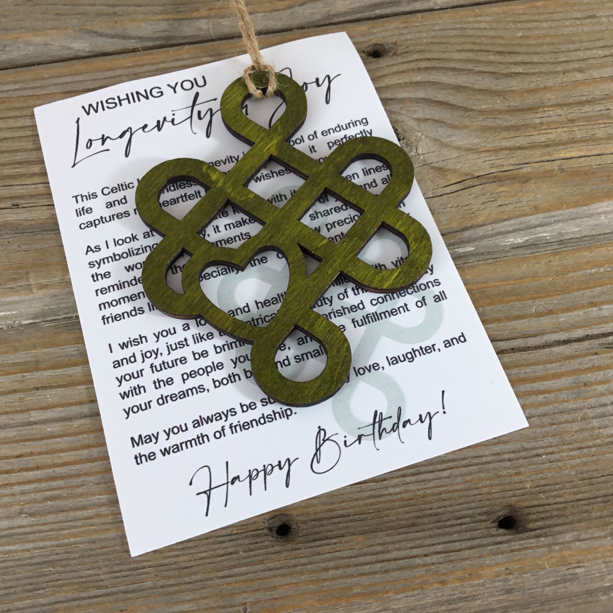 Birthday Celtic Knot Wishing You Longevity and Joy Story Card Ornament