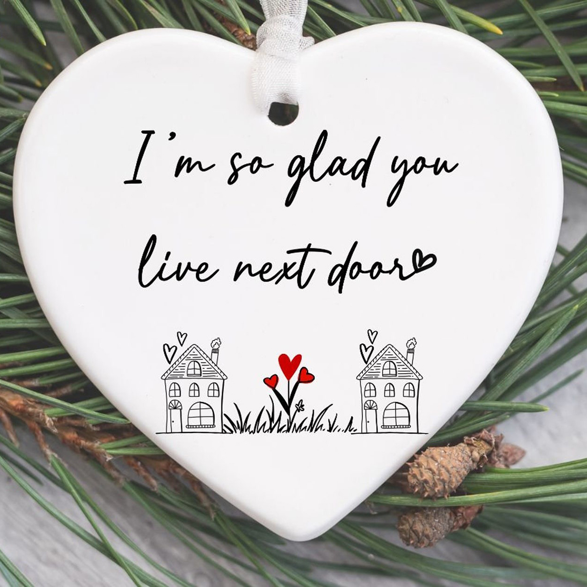 💖Christmas Heart Hanging Ornament - I Wish You Lived Next Door🎁