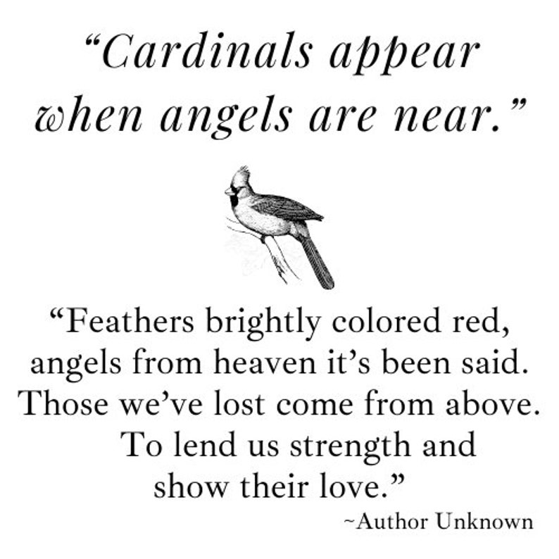 Cardinals appear when angels are near wood hanging ornament