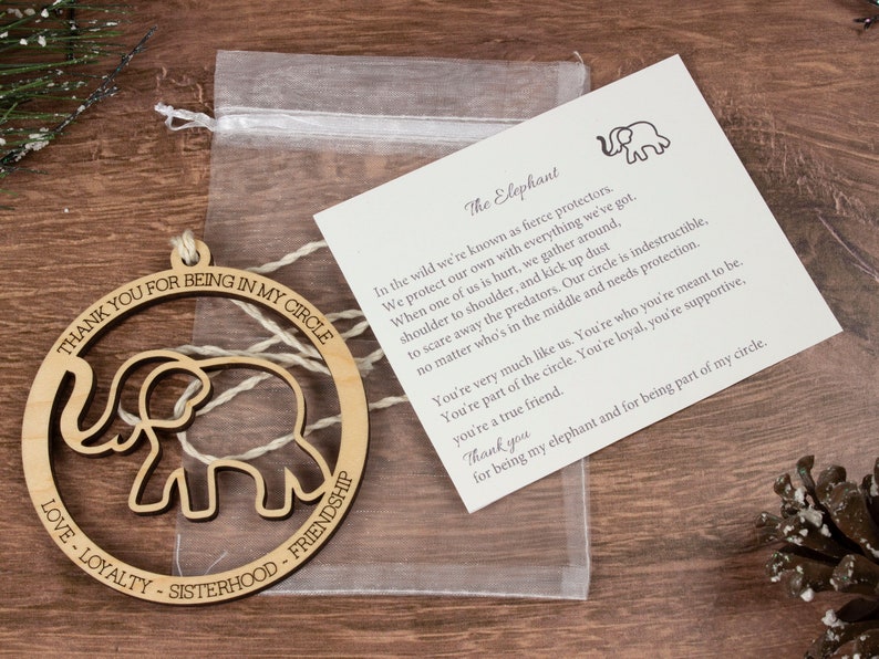 Elephant Friendship Ornament - Thank You for Being in My Circle