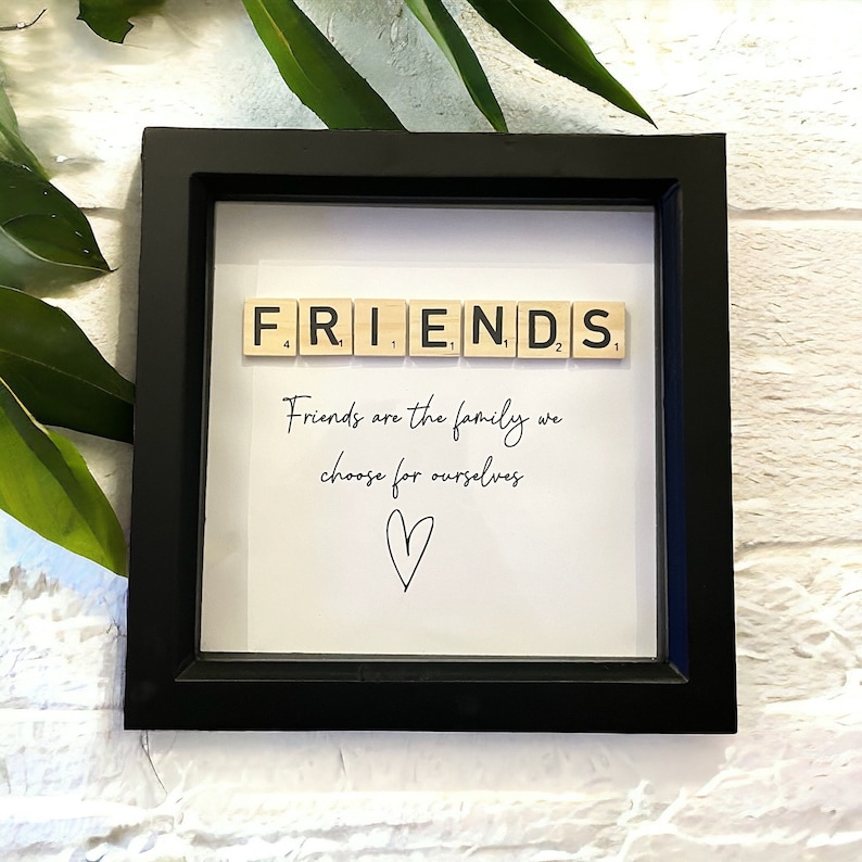 Wooden Scrabble Tile Friends Frame - Modern Black Frame