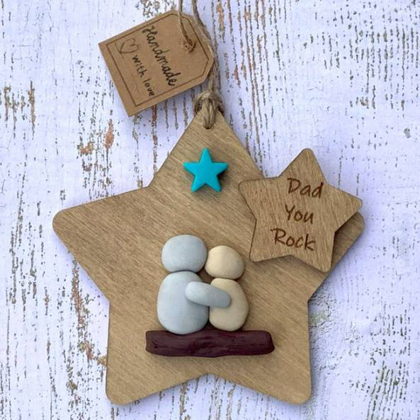 Dad you Rock wooden hanging ornament || Handmade Gift for Dad