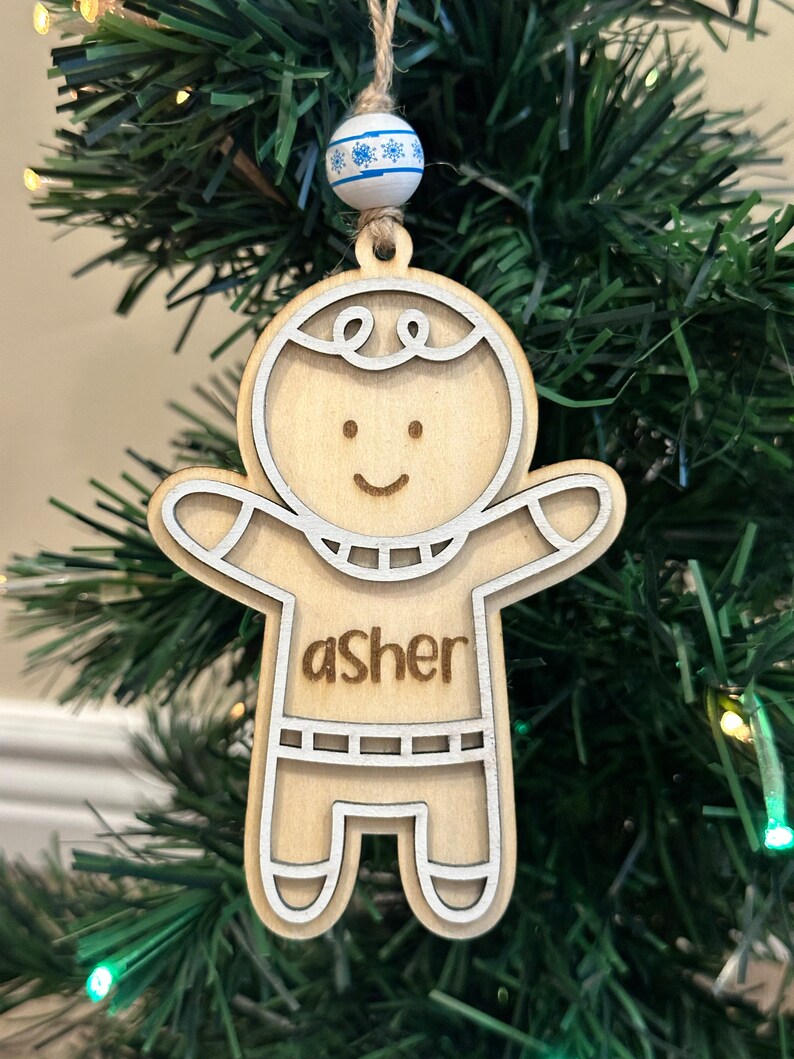 Gingerbread Christmas Ornament: Laser Engraved Family Keepsake
