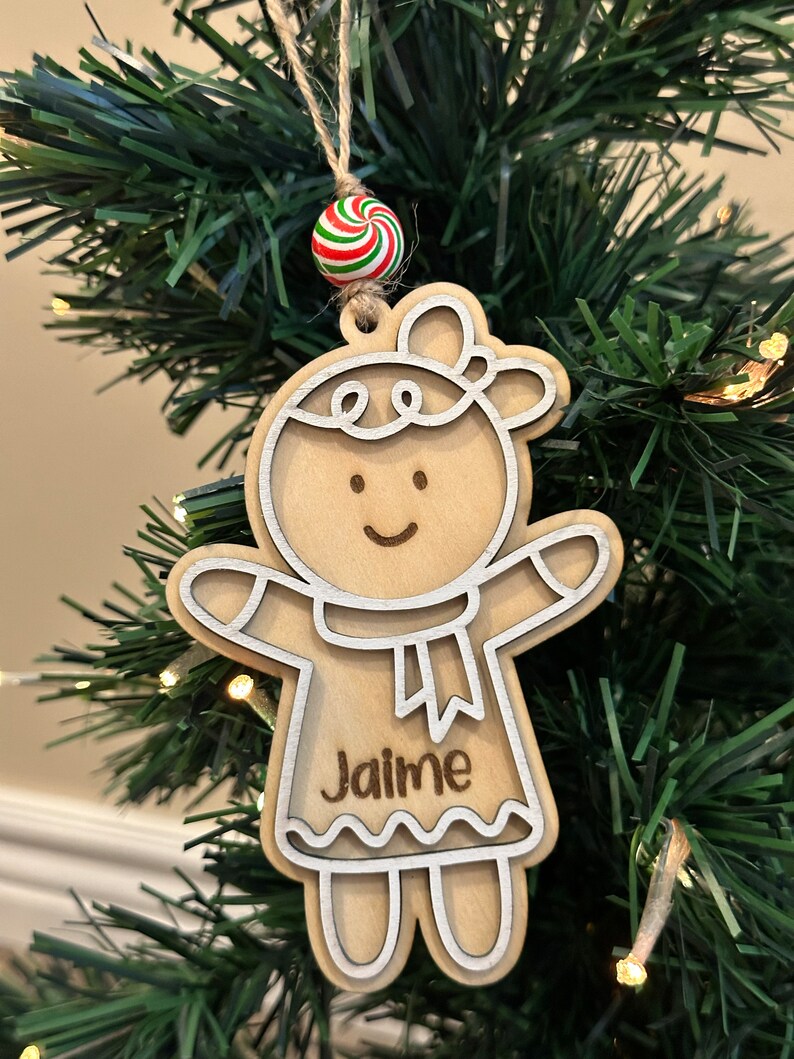 Gingerbread Christmas Ornament: Laser Engraved Family Keepsake