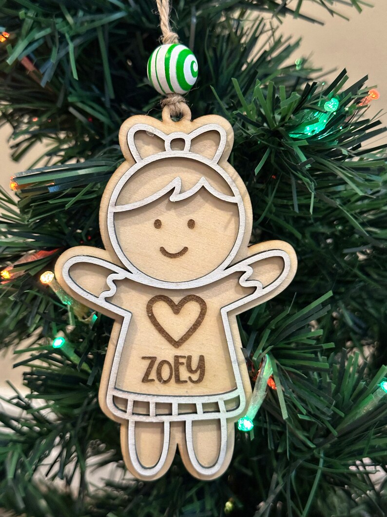Gingerbread Christmas Ornament: Laser Engraved Family Keepsake
