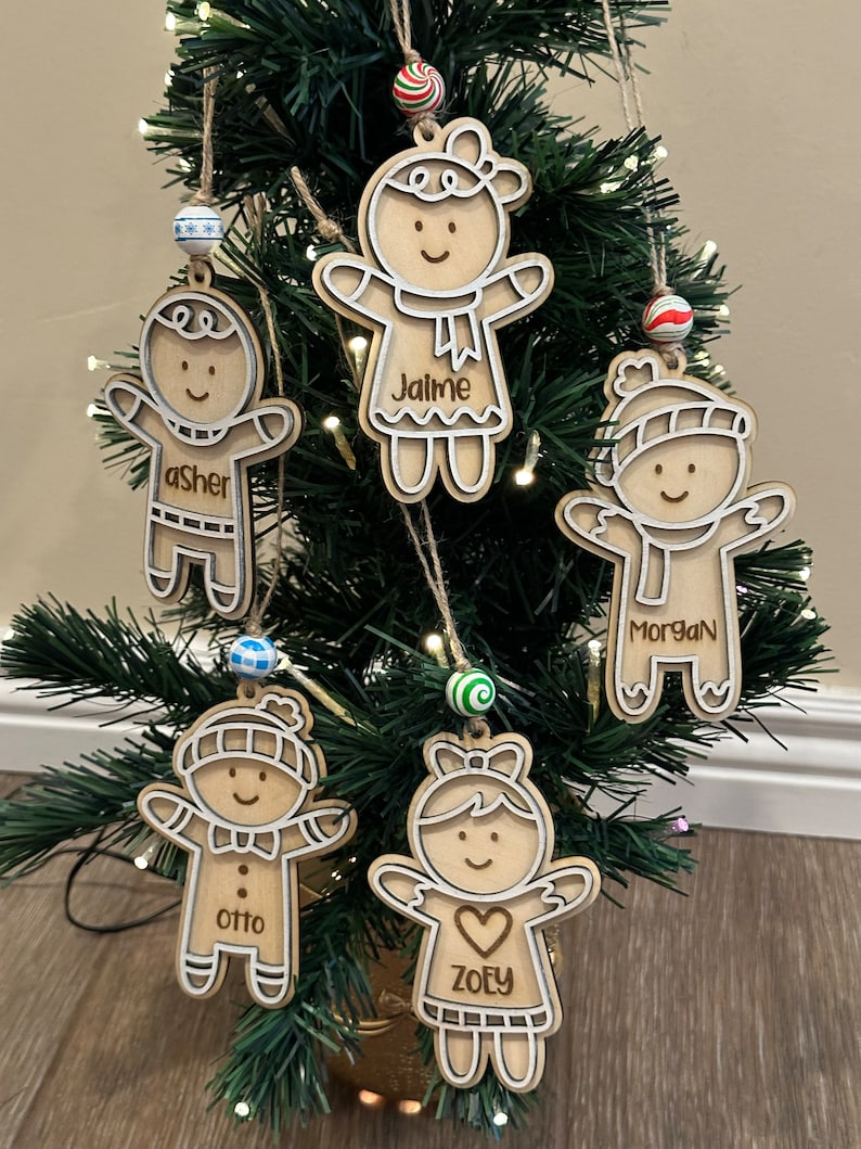 Gingerbread Christmas Ornament: Laser Engraved Family Keepsake