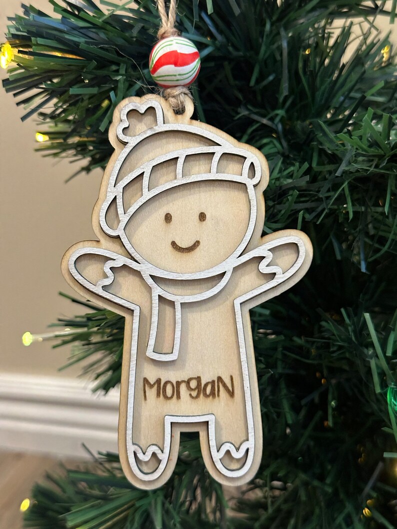 Gingerbread Christmas Ornament: Laser Engraved Family Keepsake