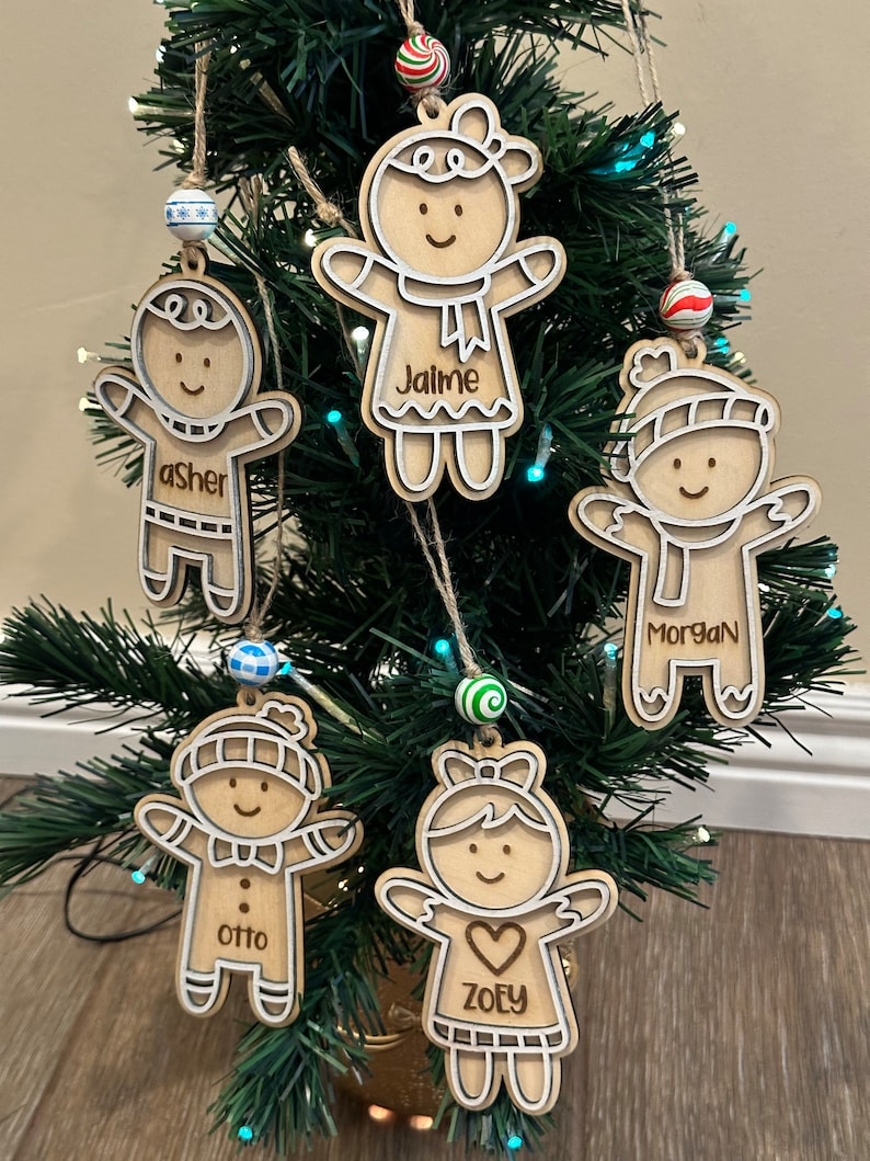 Gingerbread Christmas Ornament: Laser Engraved Family Keepsake