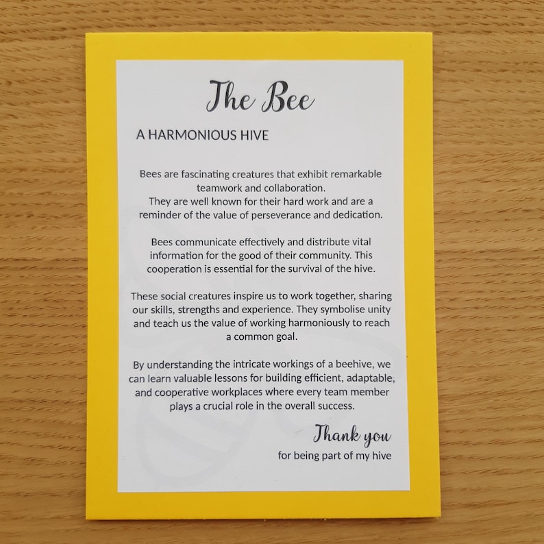 Gift for Co-workers Colleagues and Friends, Wooden Bee Charm Ornament and Story, Thank You Wooden Bee for Appreciation, My Hive Workmates