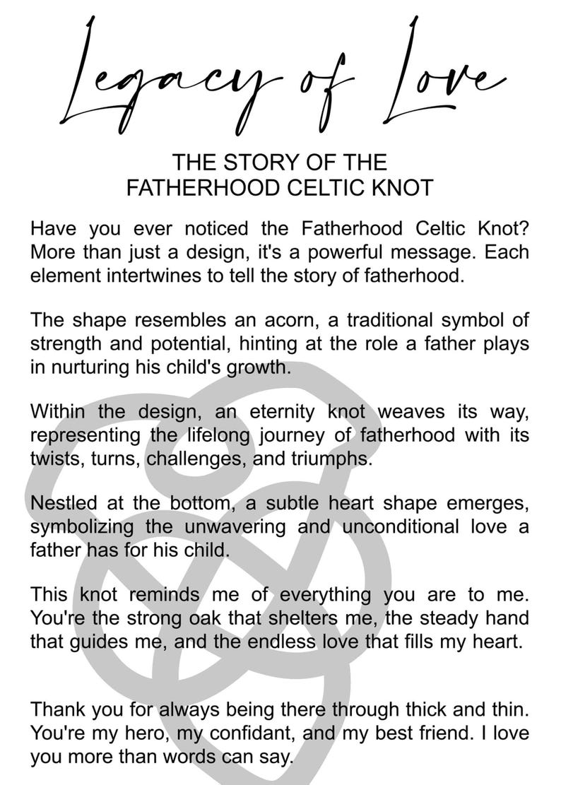 Father and Child Celtic Knot Story Card Ornament - Gift for Dad/Husband