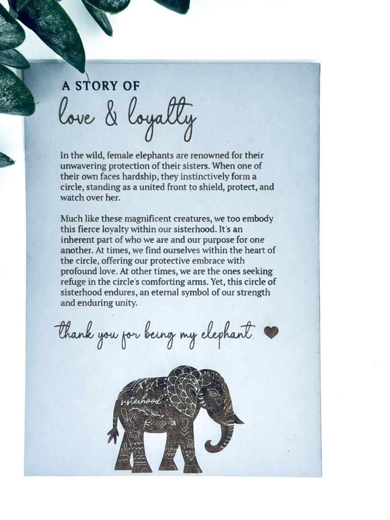 Story Card Elephant Ornament - Sisterhood Gift for Friends