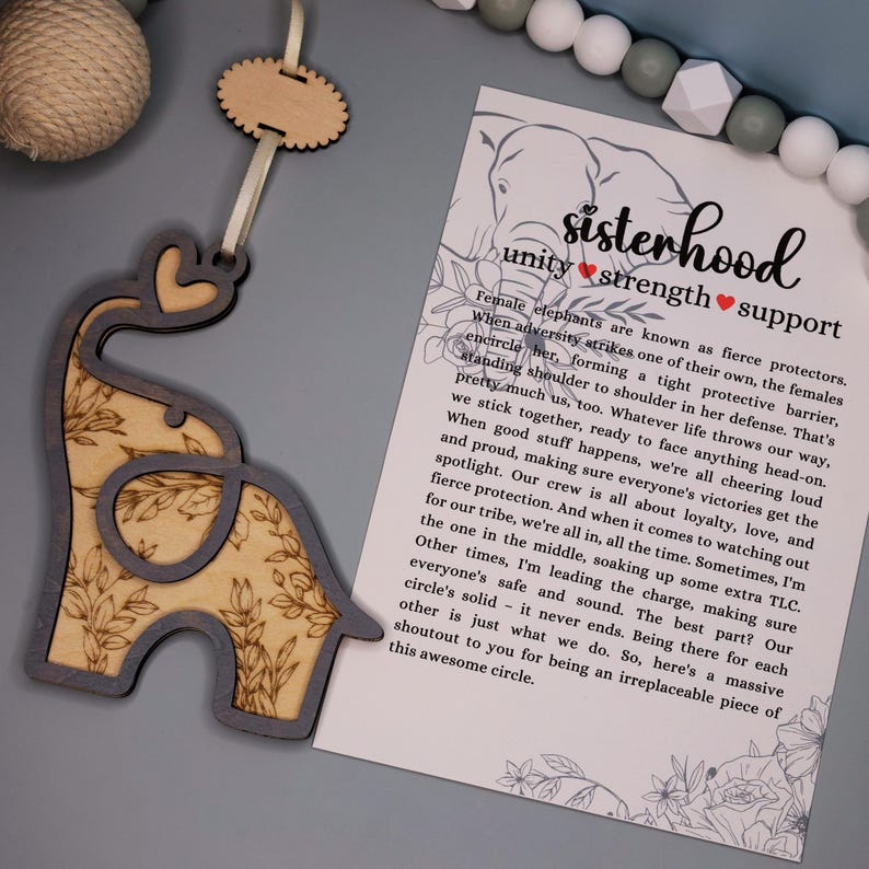 Sisterhood, Elephant, Sister's Love, Story, Ornament, Wall hang, Car, Gift
