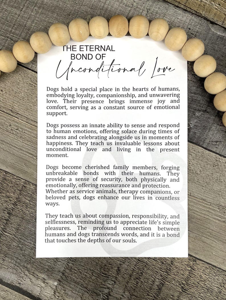 Eternal Bond of Unconditional Love Dog Ornament | with Story Card Tribute to Beloved Pets