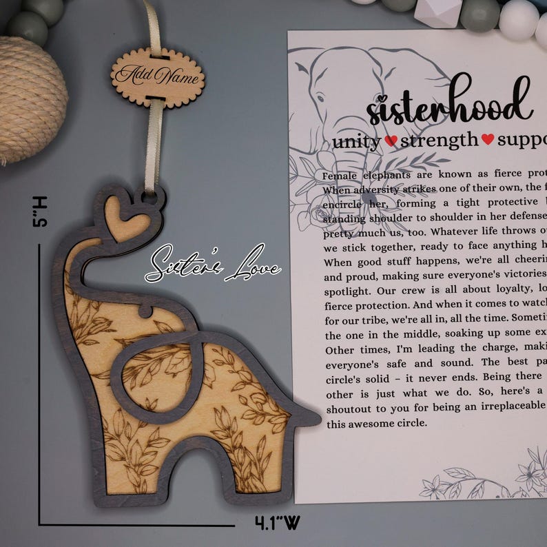 Sisterhood, Elephant, Sister's Love, Story, Ornament, Wall hang, Car, Gift