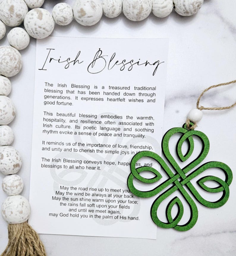 Irish Blessing Four Leaf Ornament Story Card Charm