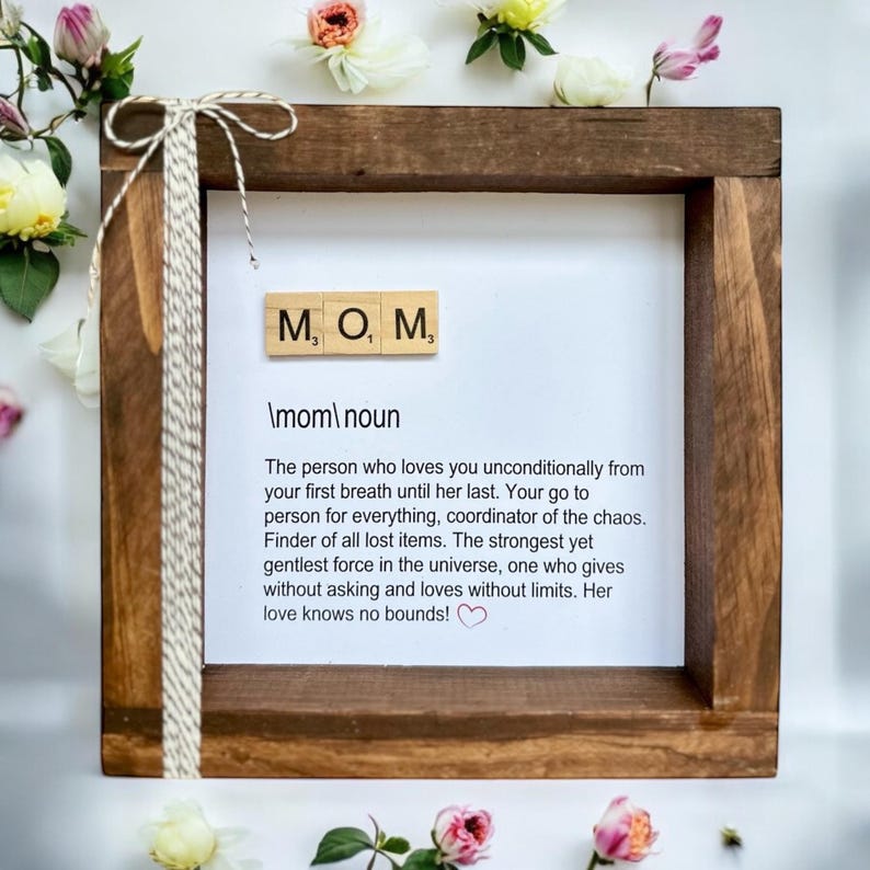 Mom Scrabble Tile Wood Frame: Mother's Day Gift