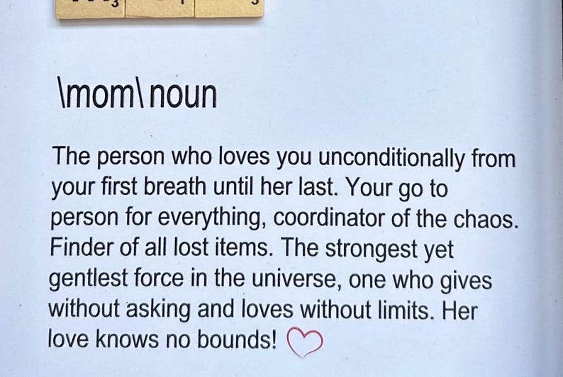 Mom Scrabble Tile Wood Frame: Mother's Day Gift