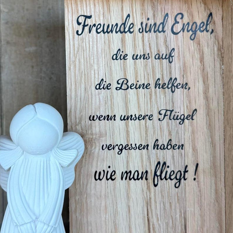 Gift friendship with angel & heart in a wooden box 