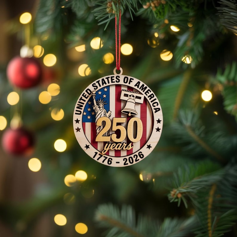 250 years of America Wooden Ornament