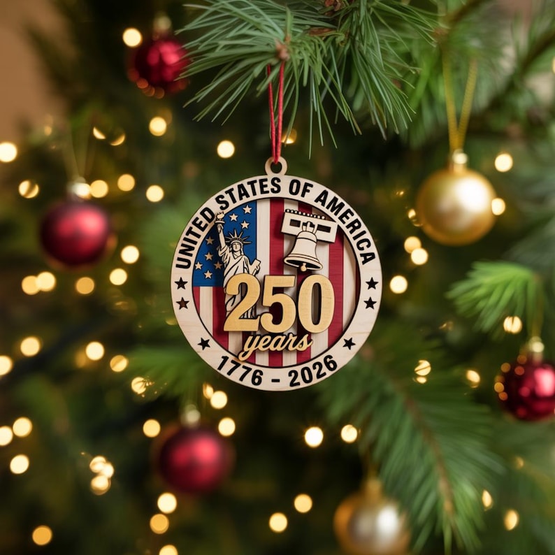 250 years of America Wooden Ornament