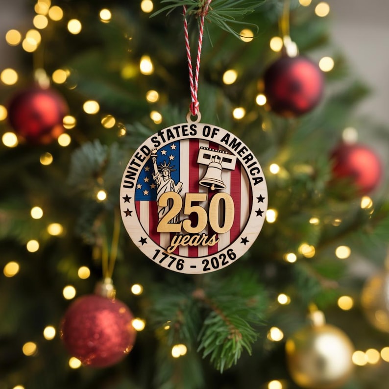 250 years of America Wooden Ornament