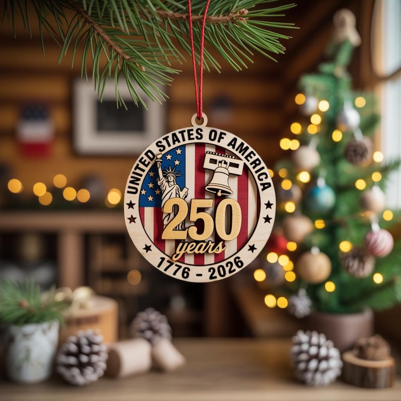 250 years of America Wooden Ornament