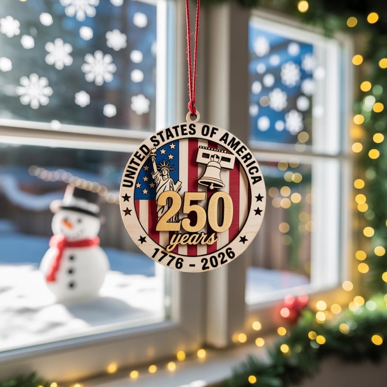 250 years of America Wooden Ornament