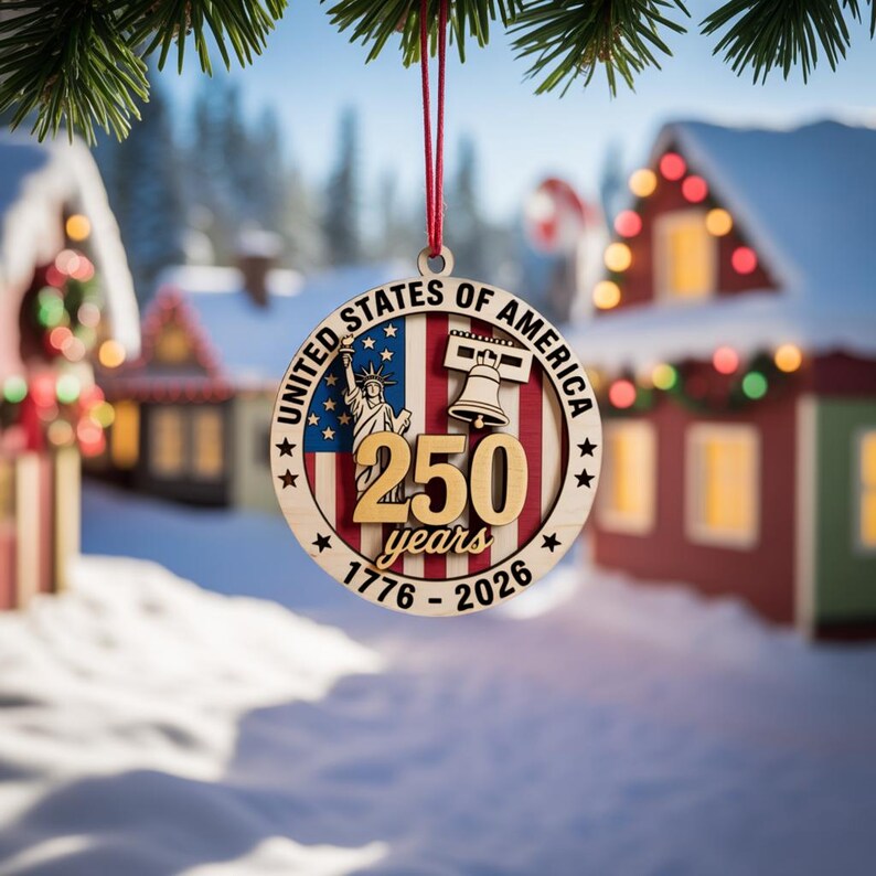 250 years of America Wooden Ornament