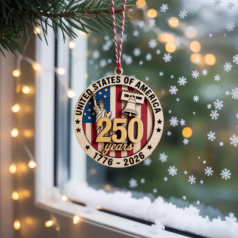 250 years of America Wooden Ornament