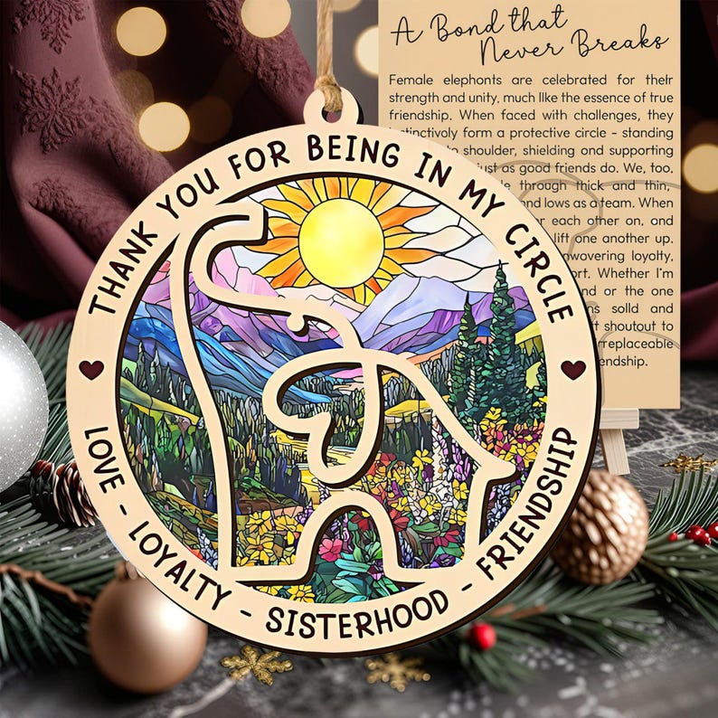 Elephant Sisterhood Ornament, Friendship Gifts for Women, With Story Card, Sister Bond Keepsake, Meaningful Elephant Christmas Ornament