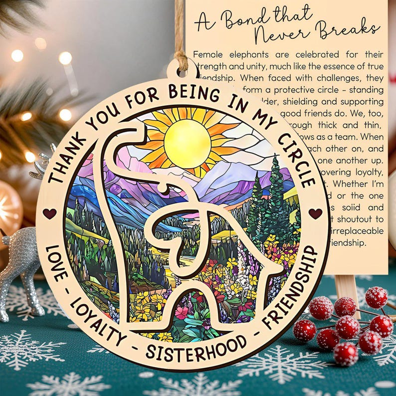 Elephant Sisterhood Ornament, Friendship Gifts for Women, With Story Card, Sister Bond Keepsake, Meaningful Elephant Christmas Ornament