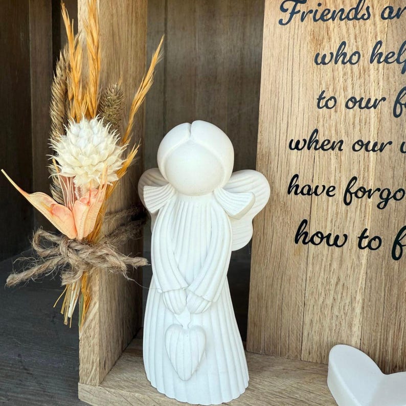 Gift friendship with angel & heart in a wooden box 